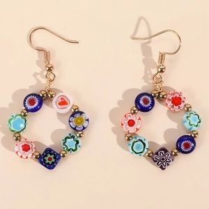 Millefiori Beaded Earrings